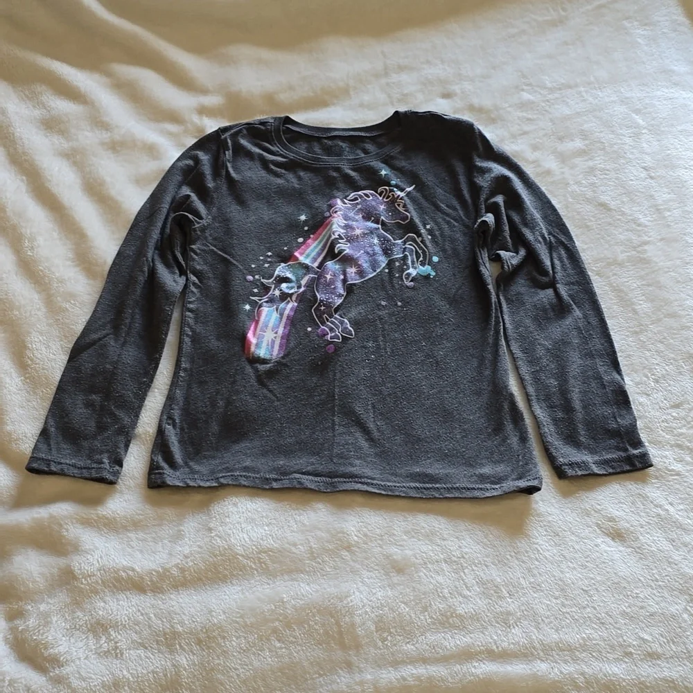 Children's Place Unicorn Gray Long Sleeve‎ Size 5/6